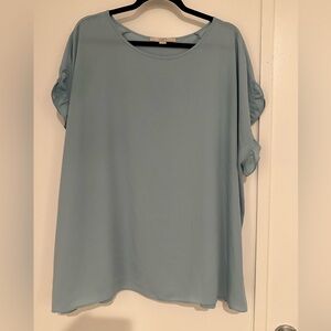 LOFT, Plus 20-22, Sky Blue Short Sleeve Top Blouse